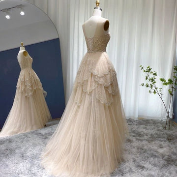 Beaded Floral Petal Tiered Fairy Dress Prom Dress HZ1023